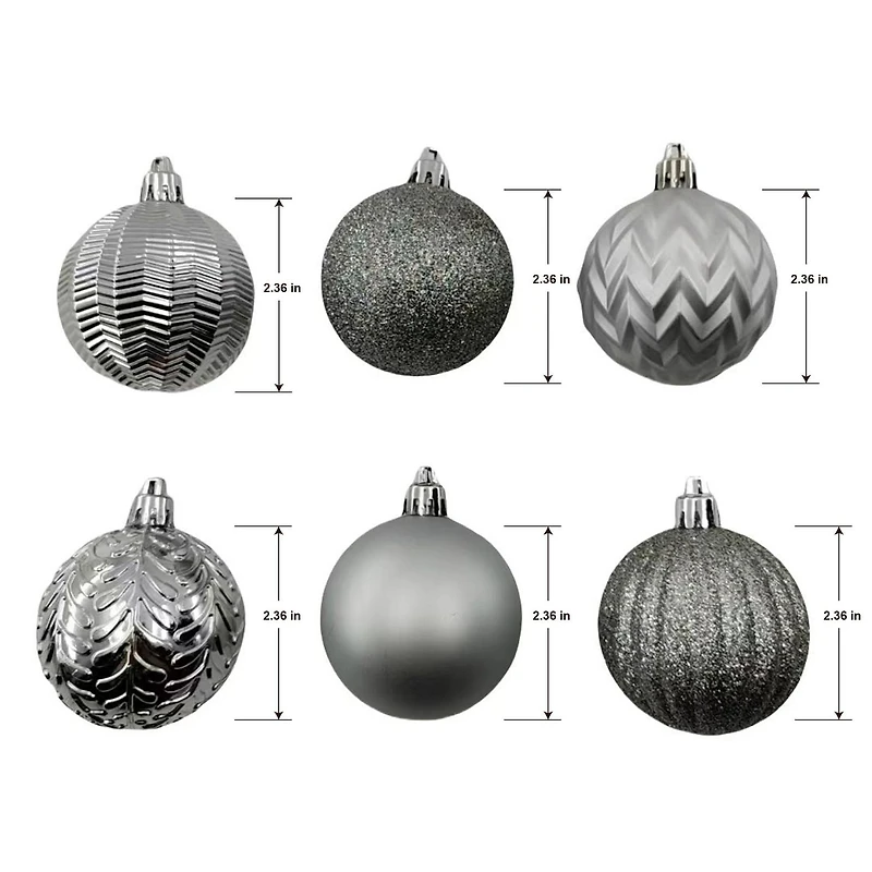 Holiday Time 24 Count Shatterproof Ornaments-Silver