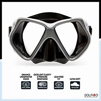 Dolfino Pro Gemini Adult Mask and Snorkel Combo - Silver