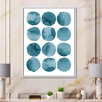 Designart Aquamarine Circles Blue Geometric Elements FLOAT FRAME WALL ART