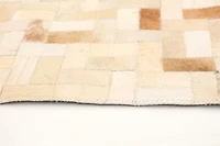 ECARPETGALLERY 5'5" x 7'8" Contemporary Cowhide Patchwork Handmade Area Rug for Living Room, Dining Room and Bedroom in Ivory
