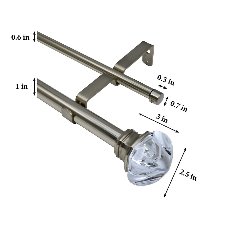 Versailles' Adjustable Regal Finial Double Rod Set 72in - 144in