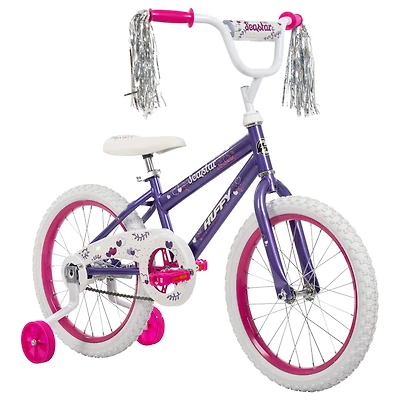 Huffy Sea Star 18-inch Girls’ Bike with Training Wheels, Purple, 4-8 years