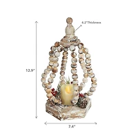 Lanterne Ouverte En Forme De Courge Avec Perles En Bois Et Led
