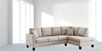 K-Living Almond Fabric Sectional with Two Accent Pillows