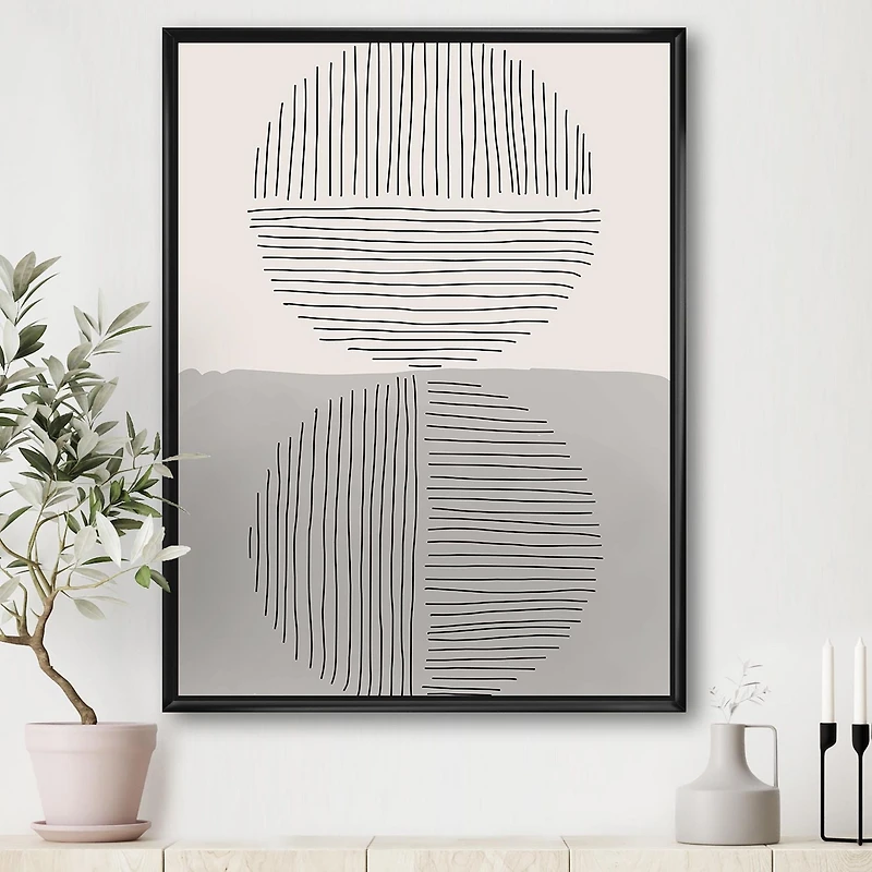 Designart Minimal Geometric Lines And Circle VI FLOAT FRAME WALL ART