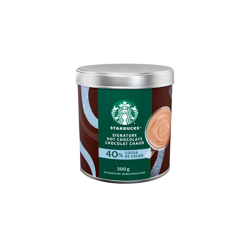 STARBUCKS MÉLANGE À CHOCOLAT CHAUD SIGNATURE, 40 % de cacao, fièrement préparé au Canada avec du cacao provenant à 100 % de sources durables Rainforest Alliance, contenant de 300 g 300.000 300g