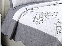 Couvre-lit brodé Marina Decoration, couvre-lit ultra doux et uni, parure de lit d'été avec taie d'oreiller matelassée, motif mandala argenté