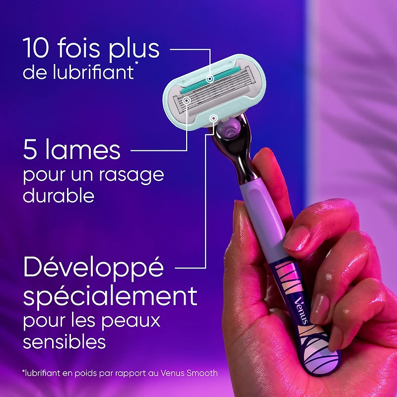 Gillette Venus Miami Midnight Extra Smooth Women's Razor Blade Refills, 6 Refills