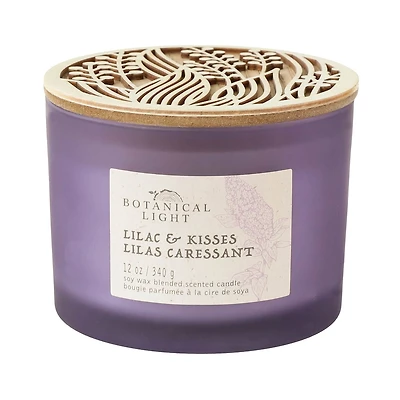 Botanical Light 12OZ Lilac & Kisses Soy Wax Blended Scented Candle,3 cotton wick, · 12oz<br>· 340g<br>· 1 pack