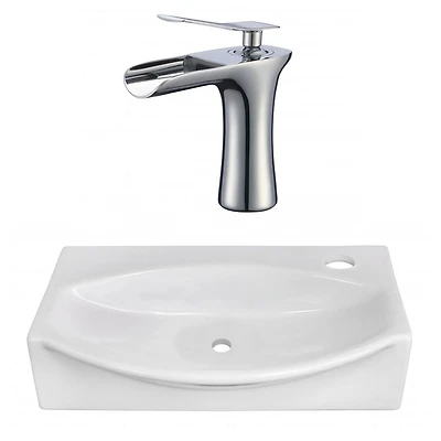 American Imaginations -in. W Wall Mount White Bathroom Vessel Sink Set For 1 Hole Right Faucet AI