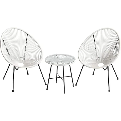 Songmics – Lot de meubles de patio Acapulco 3 pièces, blanc