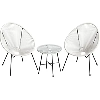Songmics – Lot de meubles de patio Acapulco 3 pièces, blanc