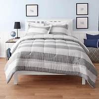 Mainstays Kids Grey & White Stripe Comforter Set Double/Queen