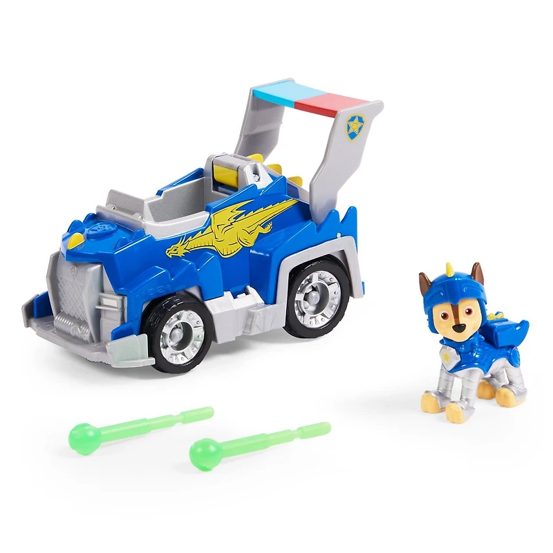 PAW Patrol, Rescue Knights Chase, Véhicule transformable avec figurine articulée à collectionner, jouets pour les enfants à partir de 3 ans