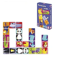 Janod Dominos Animaux de la Jungle  – Jeu Éducatif en Carton pour Enfants – À partir de 3 Ans – Développement de la Motricité Fine et Apprentissage des Nombres - 327712