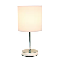 Simples Conceptions Mini lampe de table de base chromée avec abat-jour en tissu, rose fard