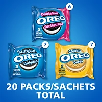 OREO, 20 Snack Packs (Individually Wrapped), 40 Cookies, School, Lunch, Birthday Party, Bulk Variety Pack of OREOs Original Chocolate & Double Stuf & Golden Vanilla Sandwich Cookies