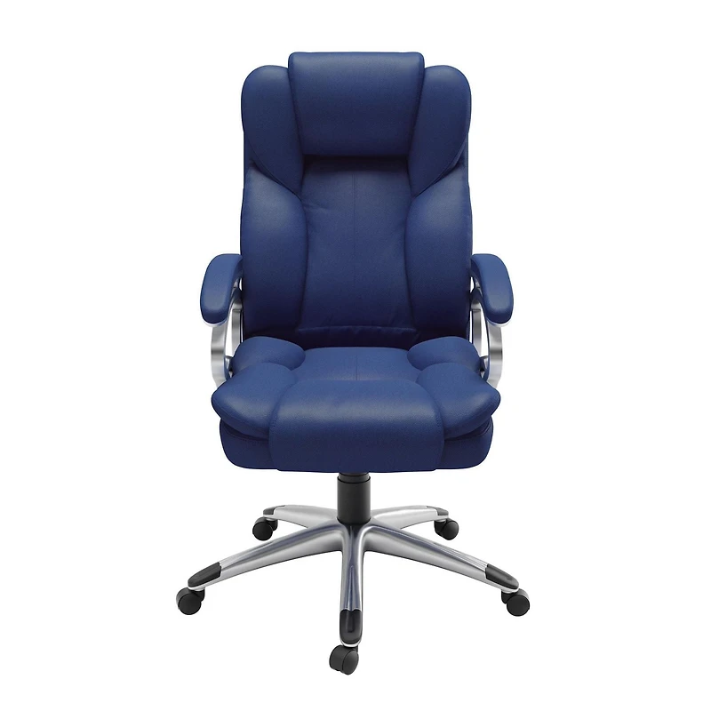 CorLiving Leon Faux Leather PU Fabric Upholstered Adjustable Height Lumbar Support Tilting Executive Office Chair