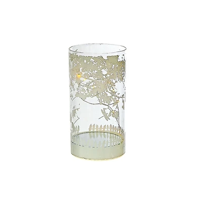 IH Casa Decor Cylinder Led Glass Decor Birds Sur L'Arbre 6,75"