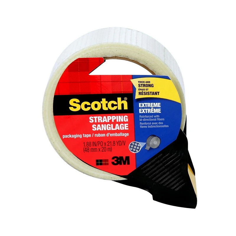 Scotch® Extreme Strapping Packaging Tape 8959 RD EF RP6, with Dispenser, 1.88 in x 21.80 yd (48 mm x 20 m), 1 Roll/Pack