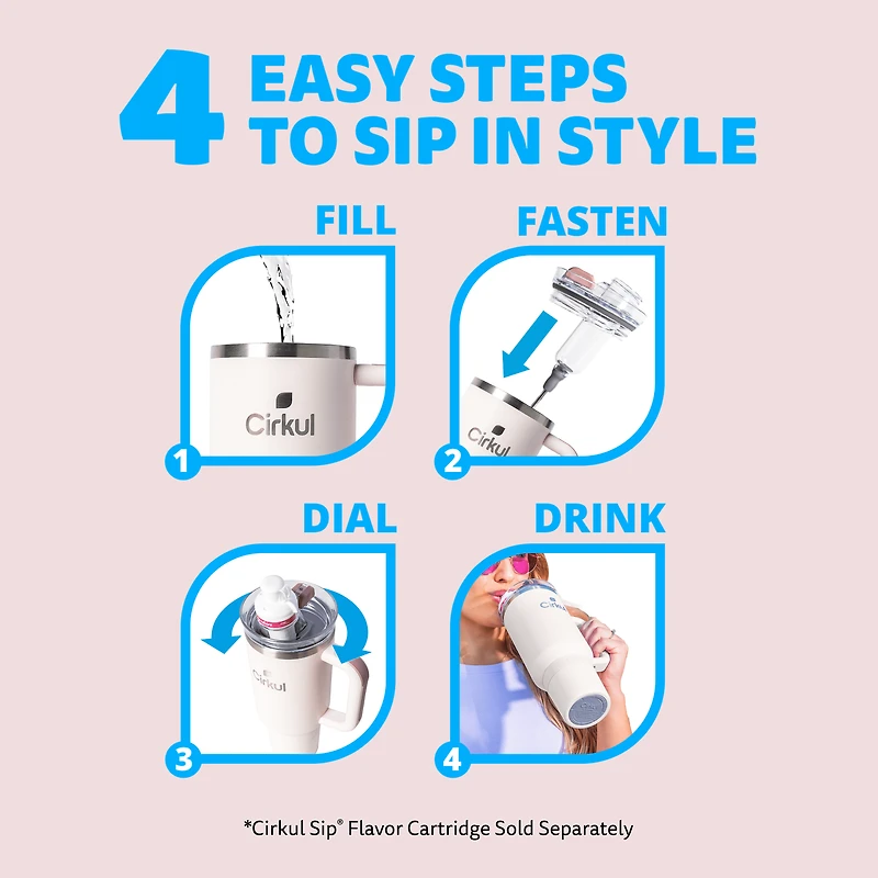 Cirkul 40oz All-Day StrawSip™ Tumbler, Cherry Blossom (Light Pink)., 40oz Cherry Blossom All-Day StrawSip™ Tumbler.