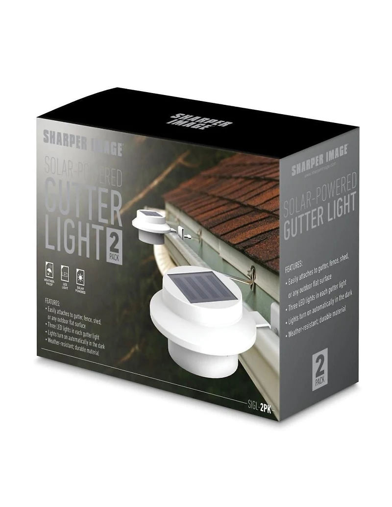 Sharper Image Solar Powered Gutter Lights - 2-Pack