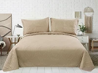Marina Decoration Solid Embossed Pinsonic Coverlet Bedspread Bedding Ultra Soft Summer Quilt Set with Shams, Taupe Color