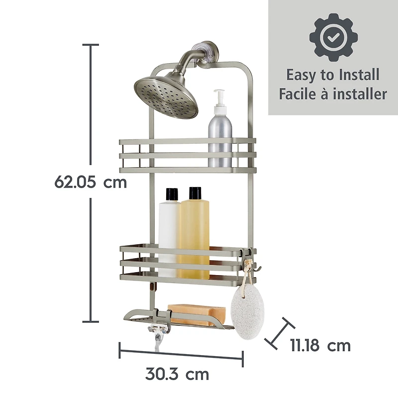 Better Homes & Gardens Satin Nickel or Matte Black over the Shower Caddy, Steel