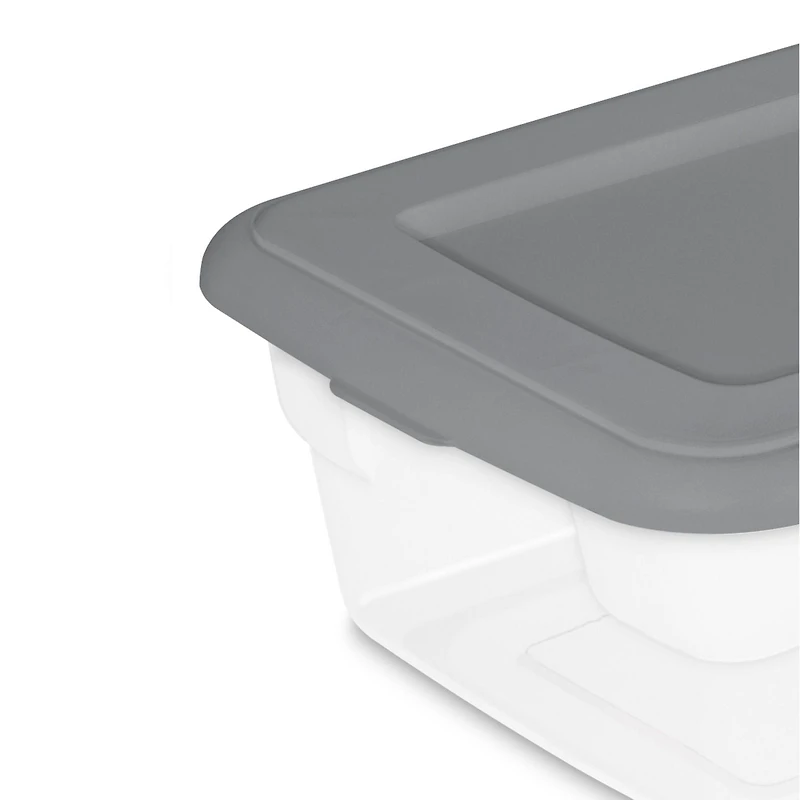Ensemble de (4) boîtes de rangement Sterilite de 11,4 litres, bacs de rangement en plastique transparent, couvercle à enclenche, gris