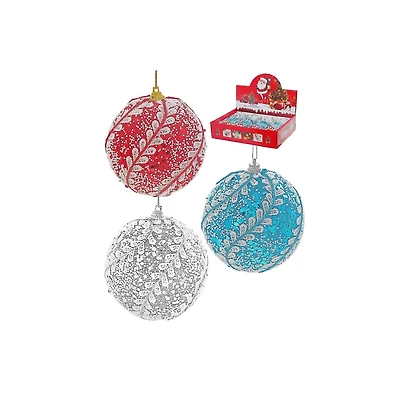 Christmas 10Cm Ornaments Lacy   - Set of 12