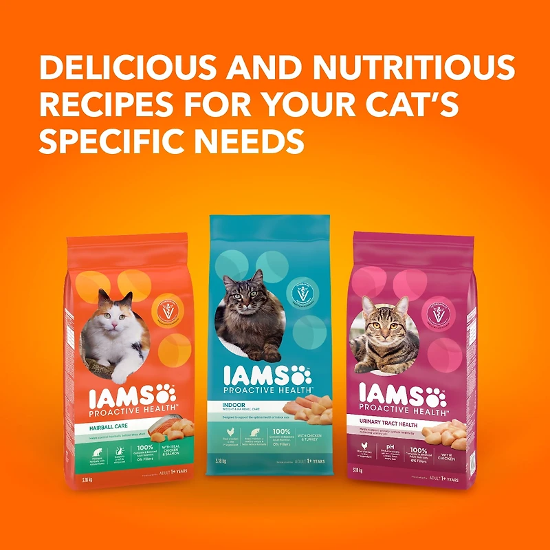 IAMS PROACTIVE HEALTH Healthy Senior Dry Cat Food with Chicken, 3.18kg Bag