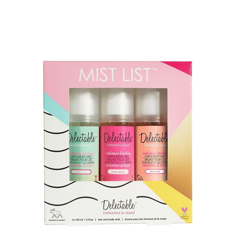 Delectable by Cake Beauty Mist List Radiance Boosting Hair and Body Mist Collection