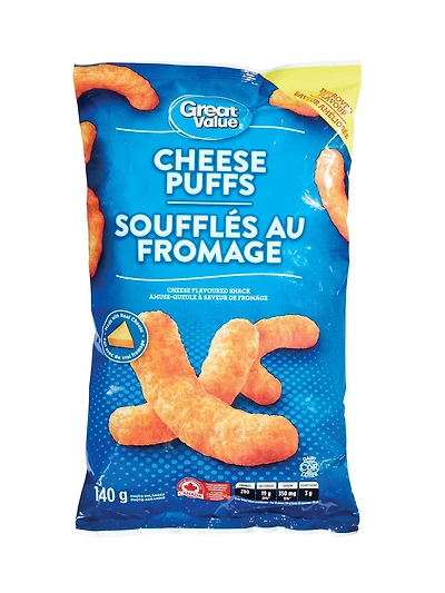 Great Value Cheese Puffs, 140 g