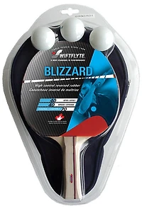 Swiftflyte Blizzard Table Tennis Set, 5-Piece Racket, Zipper Case and 3 Balls