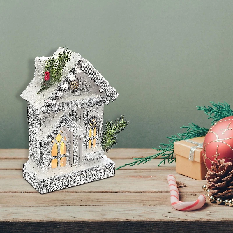 Christmas Led Snow Covered House 11"