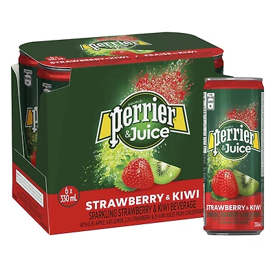 PERRIER & JUICE Strawberry & Kiwi Sparkling Beverage –  6x330 mL, 6 x 330mL