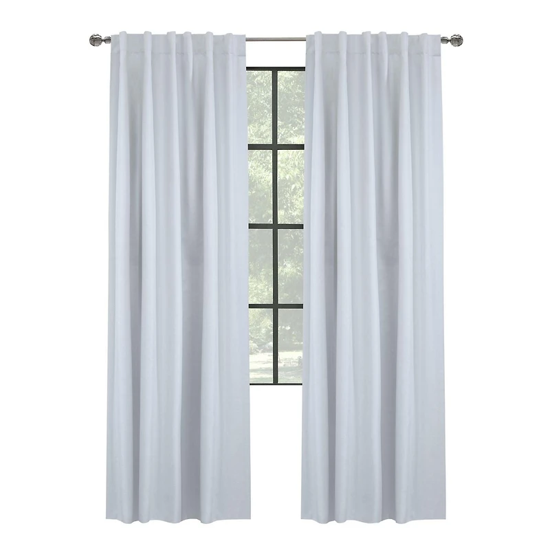 Loft Living Barry Total Blackout Textured Dual Header(Back Tab/Rod Pocket) Single Curtain Panel 52" x 95" White