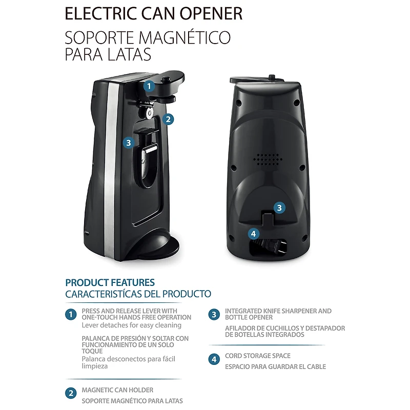 Mainstays Can Opener and Knife Sharpener, Bottle Opener with Removable Cutting Lever,with Stainless steel blade,Black, Mainstays Can Opener and Knife Sharpener, Bottle Opener with Removable Cutting Lever Black