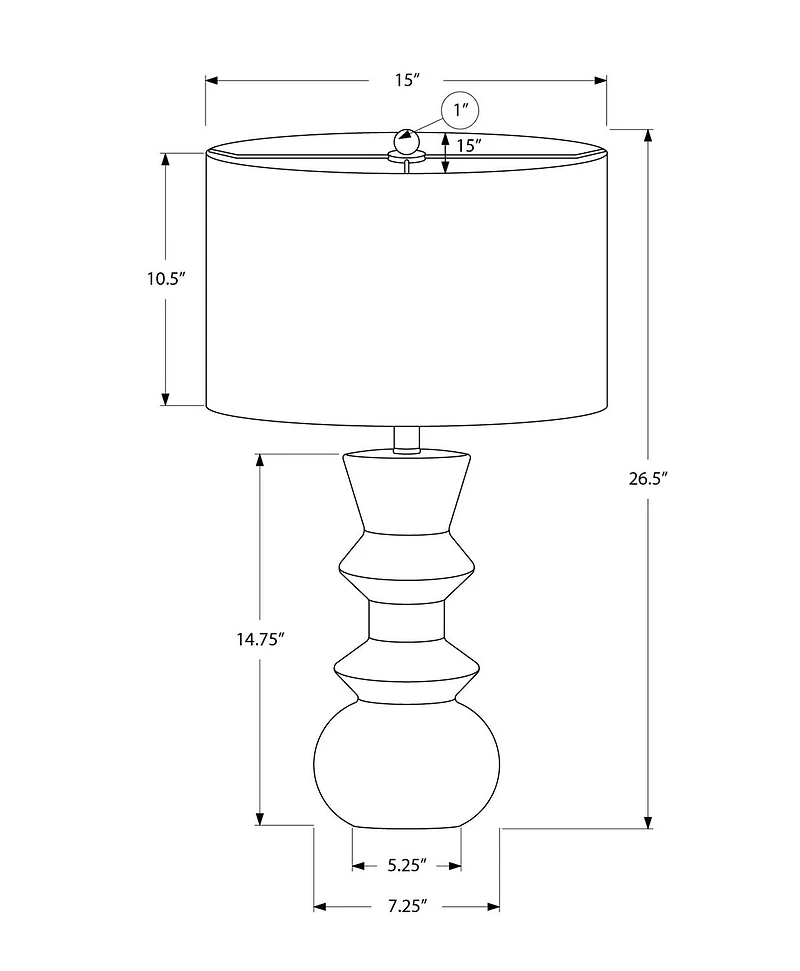 Monarch Specialties Lighting, 26"h, Table Lamp, Cream Ceramic, Ivory / Cream Shade, Contemporary
