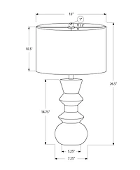 Monarch Specialties Lighting, 26"h, Table Lamp, Cream Ceramic, Ivory / Cream Shade, Contemporary