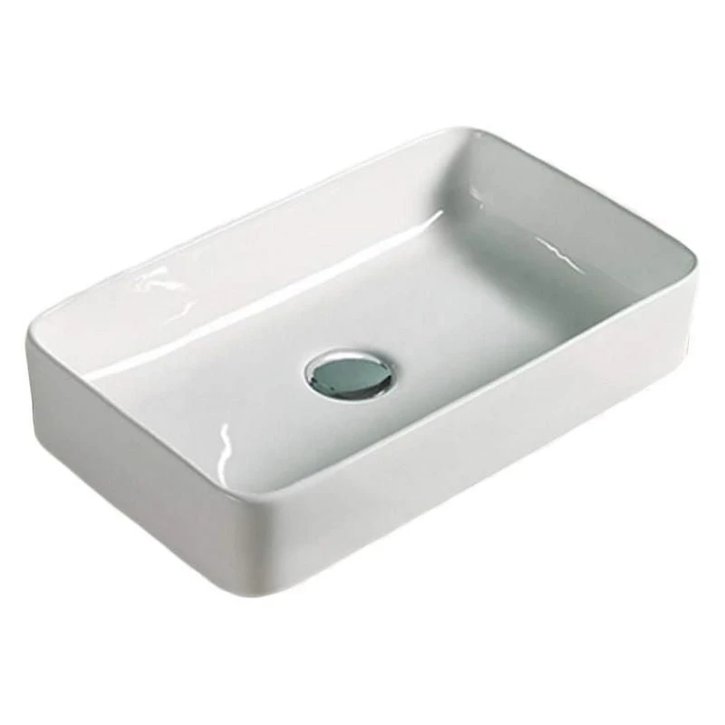 American Imaginations -in. W Above Counter White Bathroom Vessel Sink For Deck Mount Deck Mount Drilling AI