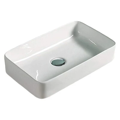 American Imaginations -in. W Above Counter White Bathroom Vessel Sink For Deck Mount Deck Mount Drilling AI