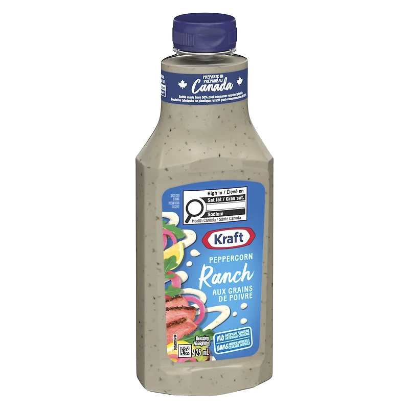 Kraft Peppercorn Ranch Salad Dressing, 425 mL Bottle, KRAFT PEPPERCORN RANCH DRE 425