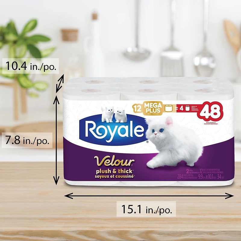 Royale Velour papier hygiénique, 12 équivalant à 48 rouleaux