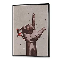 Designart Finger Pointing Up Sign With Climber FLOAT FRAME WALL ART