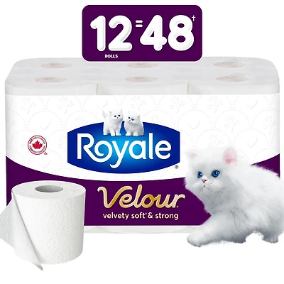 Royale Velour Toilet Paper, 12 equal 48 Rolls, 284 Sheets Per Roll