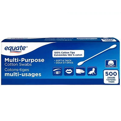 Equate Multi-Purpose Cotton Swabs, 500 pack