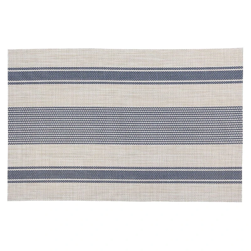 Vinyl Placemat Bistro Stripe Blue 12 X 18 - Set of 12