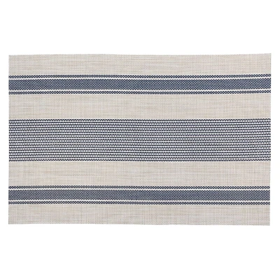 Vinyl Placemat Bistro Stripe Bleu 12 X 18 - Ensemble De 12