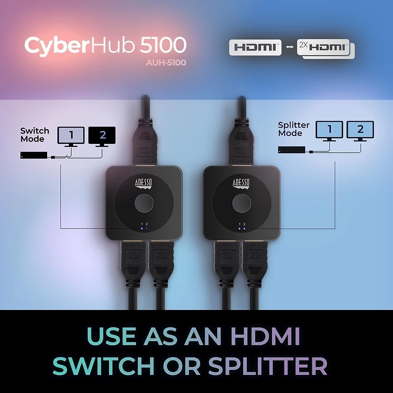 Adesso 2-Port HDMI Switch AUH-5100 – High-Speed Multi-Device Hub